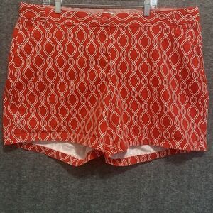 Crown & Ivy Curvy Shorts Womens 22W Red Caroline‎ Chino Stretch Beach Vacation